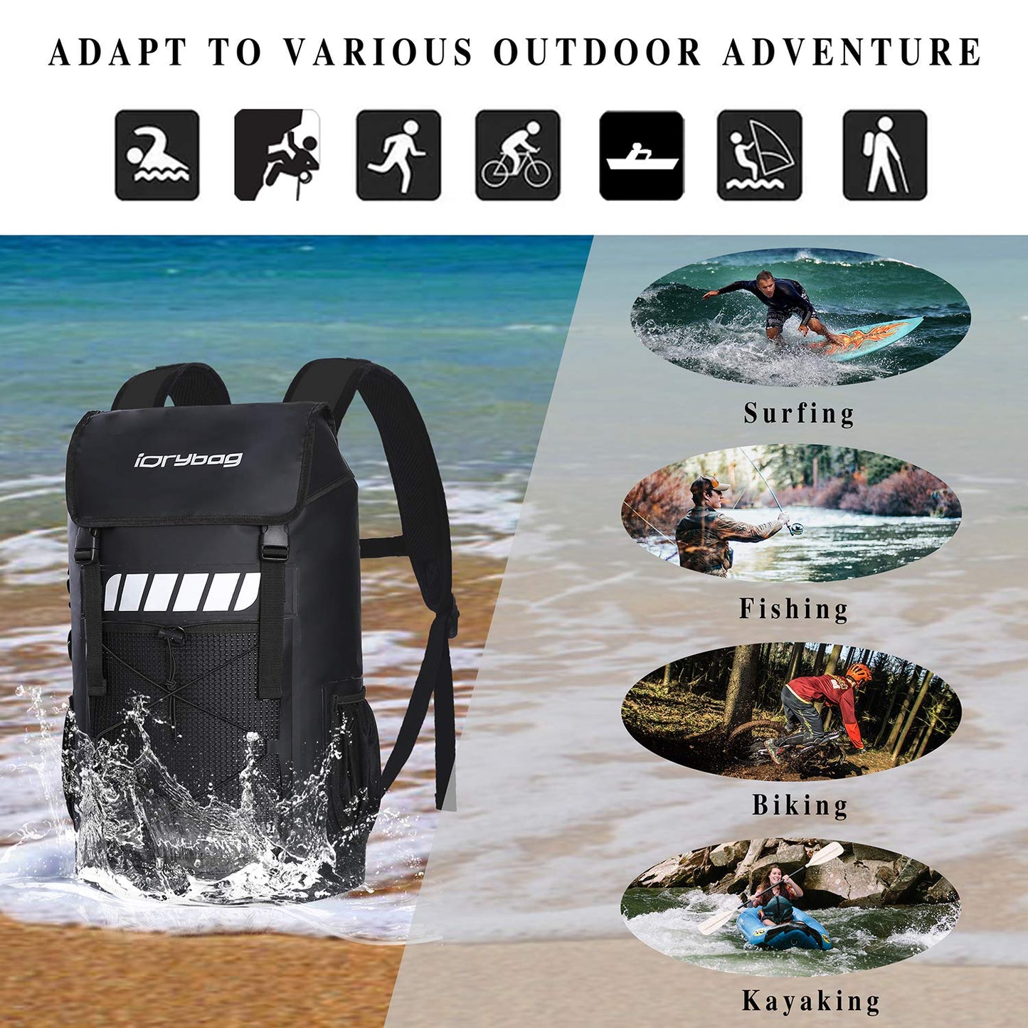 IDRYBAG Waterproof Backpack for Men 25L/45L, Dry Bags Kayak, Dry Backpack Camping Hiking
