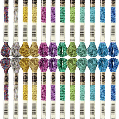 WILLBOND 24 Pcs Metallic Embroidery Floss Cotton Stitch Embroidery Thread Skein Threads Glitter Embroidery Thread Cross Stitch Thread for Friendship Bracelets DIY Thread Crafts(Classic Color)