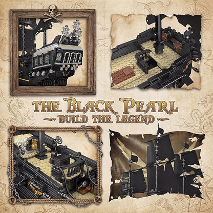 Black Pearl Pirate Ship Model Kit Large Boats Building Set Length 76.3cm with Sailboat Design for Adults Interesting for Enthusiasts 2868pcs