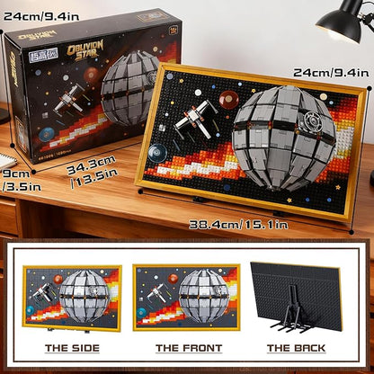 SZRUIZITEC 1566PCS The Death Star Mini Building Blocks Kit Wall Art(Oversized and Incompatible with Lego)Unique Oblivion Space 3D DecorationCreative Display Collection Gift for 14+ Kids and Adults