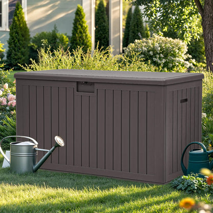YITAHOME 200 Gallon Double-Wall Deck Box with Divider & Side Handles, Outdoor Large Storage for Patio Furniture Cushions, Garden Pool Accessories, Water Resistant & Lockable