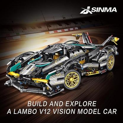 Technic Sports Car Building Blocks Toys Boys or Adults Kits 1:14 MOC Lambo V12 Building Set Speed Champions Raceing Car Model Vehicle Set for 10 12 14+ Year Boys(1012pcs)