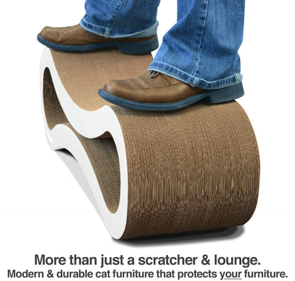 PetFusion Ultimate Cat Scratch Lounge, Cat Scratchers for Indoor Cats, Reversible & Durable, Made from Recycled Corrugated Cardboard, Cloud White