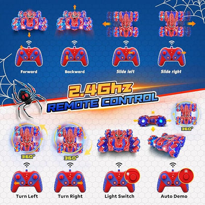 Spider Gesture Sensing Remote Control Car Double Sided RC Cars with Full-Body Light 2.4GHz Hand Controlled Rechargeable RC Stunt Car Toys for Boys 4 5 6 7 8 9 10 11 12