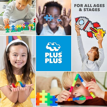 PLUS PLUS 240 Piece Interlocking Building Blocks for Kids Open Ended Connecting Toys STEM Bin Mini Manipulatives - Jungle Mix Play Tube &amp Baseplate
