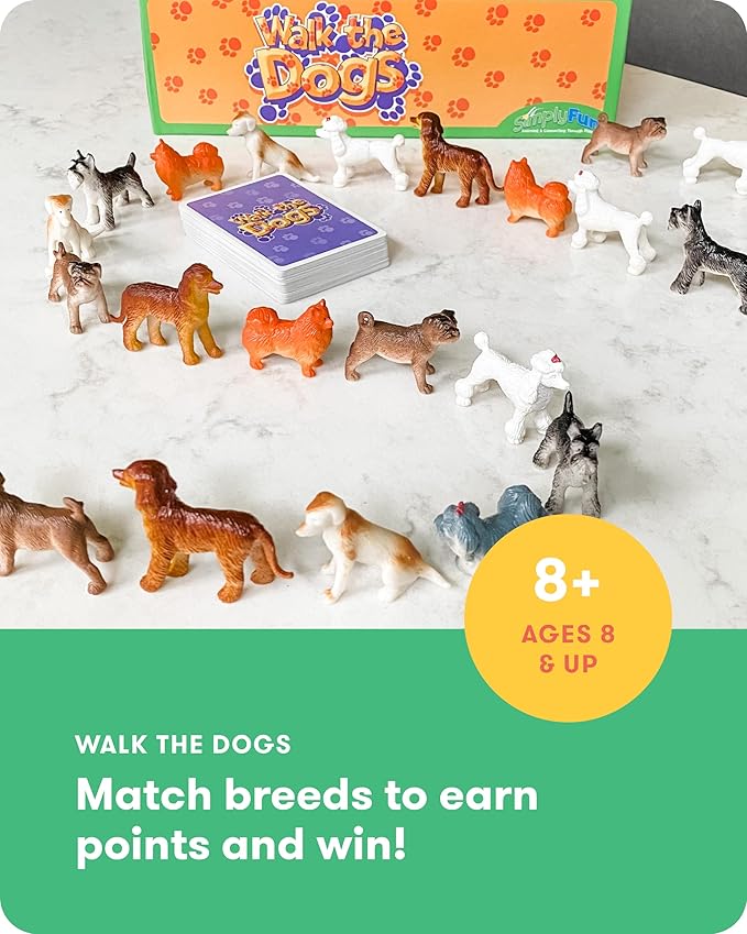 SimplyFun Walk The Dogs Math Game - One of The Most Fun Games for Kids Ages 8 and Up - Play to Practice Counting &amp Sorting- 2 to 5 Players