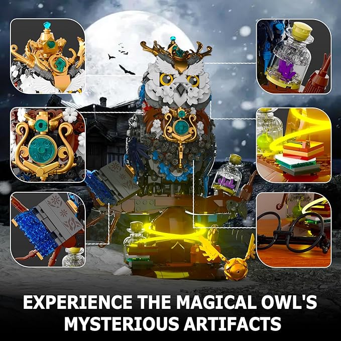 Ideas Magic Owl Flower Animal Building SetCollectible Bird Model Compatible with Lego for Adults Creative Gifts for Adults or Teens Kids 14+ (1288 Pcs)