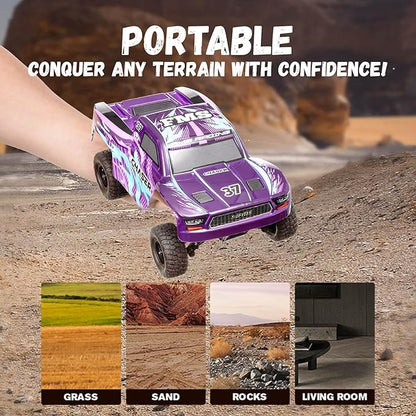 BEEZRC 1/24 FSC Chaser RC Truck 4WD Short Course Truck RTR Fast Off-Road Remote Control Truck Hobby RC Car High Speed Remote Control Car for Adults for Beginner Gift (Purple)