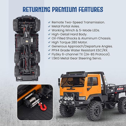 HOBBYPLUS ARKTOS V1.5 CR18P Rock Crawler RTR All Terrain - Remote Control Car Rock Crawler 1/18 Scale 6WD 2 Speed Transmission Off Road for Adults RC Hobbyists (Tan)