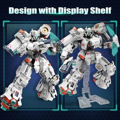 HIGH GODO Aerospace Mech Robot Transforming Building Blocks Set for Adults Warrior Justice Hero Mech Model Building Kit with Display Shelf Cool Creative Robots Toys Gift for Teens 14+ 1000+ Pieces