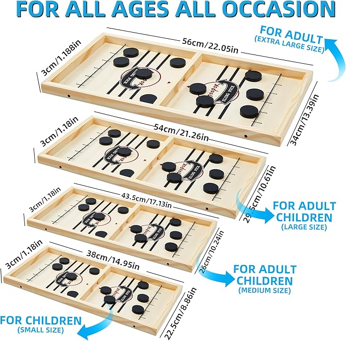 Fast Sling Puck Game - Fast Action Super Foosball Table Desktop Battle Slingshot Wooden Air Hockey Board Game -Guaranteed Fun for Family Game Night or Friends Party