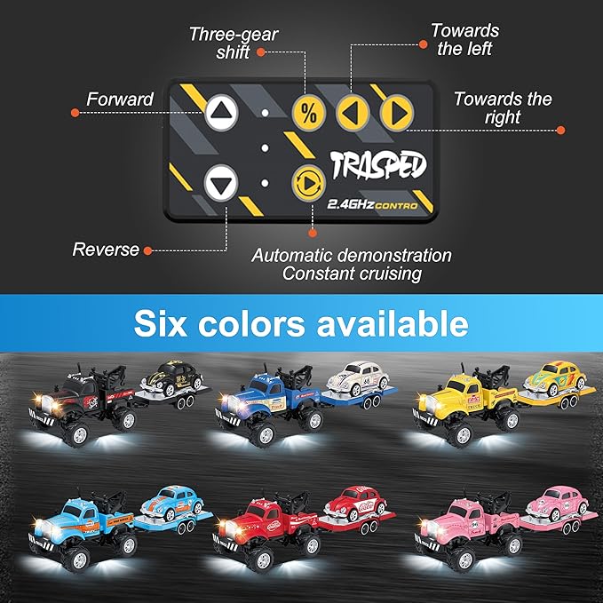 MOONTOY 1:64 Scale Mini Alloy Truck RC Car with LED Lights 2.4Ghz Remote and App Control Toy Car 3-Speed Adjustment Pocket Toy Car for Kids 4-8 Years and Adults (Blue)