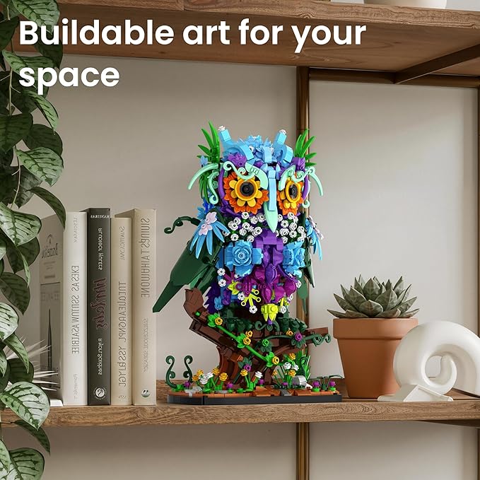 JOJO&ampPeach Floral Owl Toy Building Sets for Girls MOC Flower &amp Animal Collectible Home Decor and Office Art Christmas Birthday Gifts Toys for Women Adults and Teens Age 8 10 12 14+ (1193 Pie