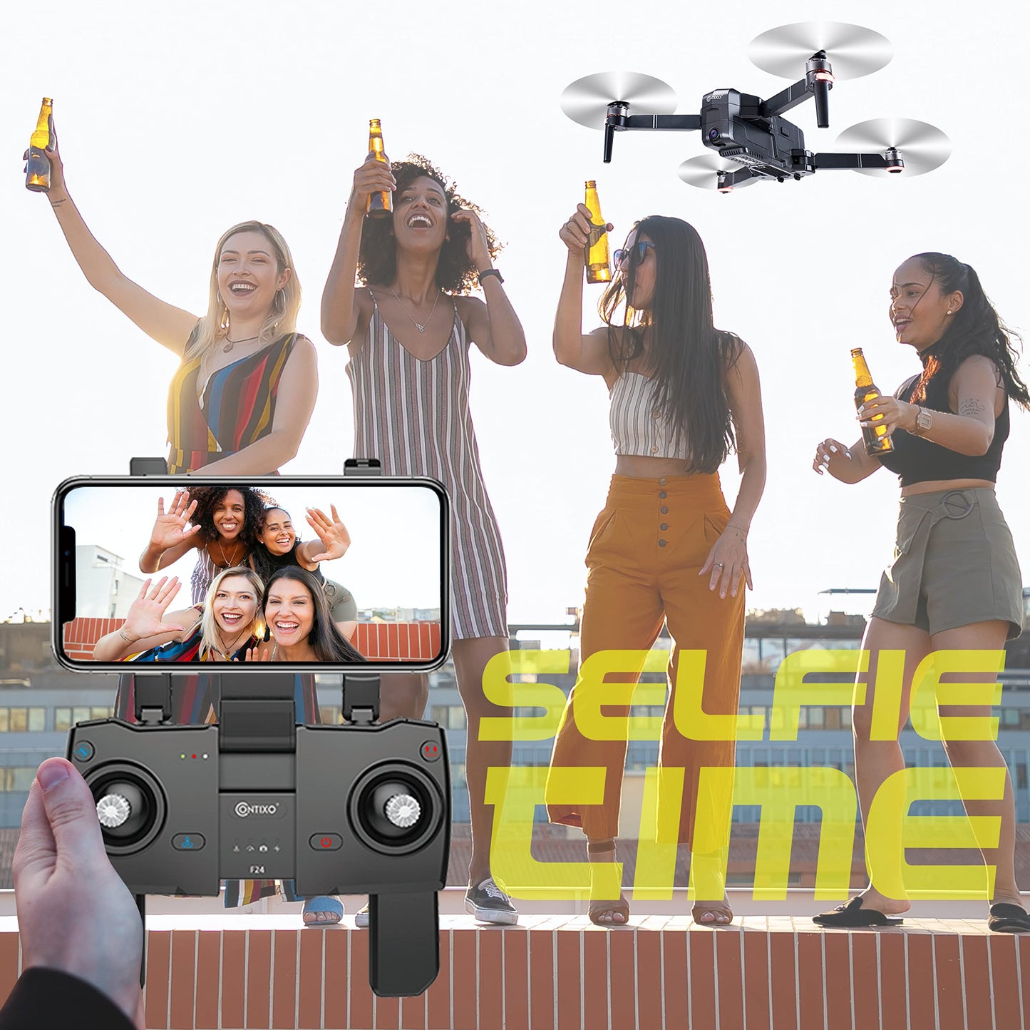 Contixo F24 Pro Drones With Camera For Adults, 30 Minutes Flight Time, 4K UHD Foldable RC Quadcopter GPS Return Home, Foldable FPV Brushless Motors Profession Flying Drone With Carrying Case