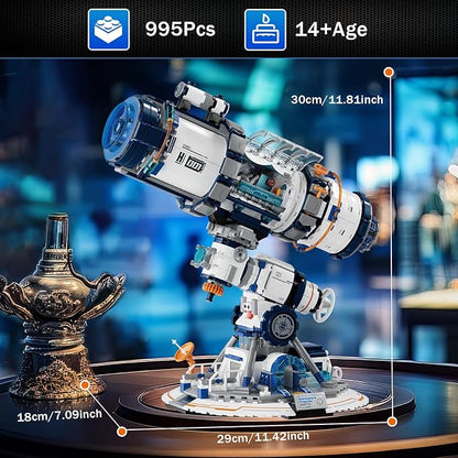 NUTCRACKER Space Telescope Building Set for Adult - Space Astronomical Telescope Toy Building Set Telescope Display Model with Light Home Decor Birthday Gifts for Adults（995 Pieces