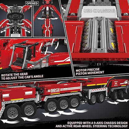 Mould King 17008 Technology Crane Building Set Large Heavy Duty Crane Truck Building Kits with 20 Motors APP Programmable Construction Vehicle Model Kit for Adult(8506+ PCS)