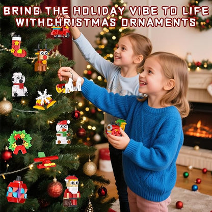 Christmas Ornaments Advent Calendar 2025 Building Block Sets 24 Packs Xmas Tree Ornament to Build Holiday Decoration Toy Compatible with Christmas Sets Stocking Stuffer Gift for Boy Girl Age 6+