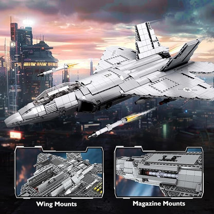 NUTCRACKER Fighter Jet Building Block Set - F-22 Raptor Military Airplane Jet Collection or Home Display Model Military Army Fighter Jet Building Toy Gift for Adult Teens Boys 14+ (1837Picece)