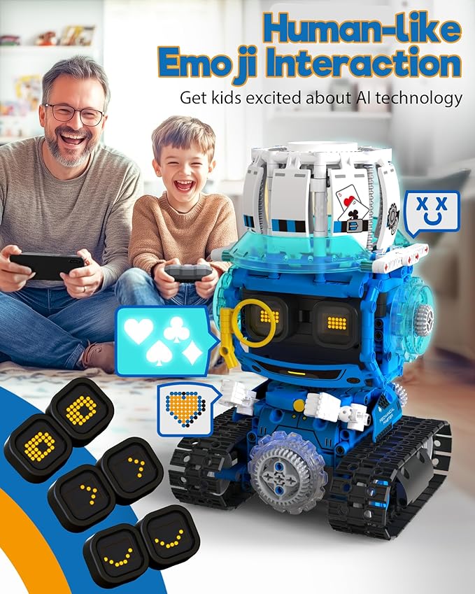 5 in 1 STEM Robot Building Toys for Boys Age 8-13 494PCS Remote &amp App-Controlled Set Educational Coding Toy Kids DIY Sound &amp Light Interactive Science Sets Gift for Boys Girls 10-12