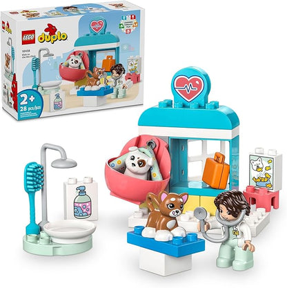 LEGO DUPLO Town Visit to The Vet Clinic Pet-Care Role-Play Toy Dog Cat and Veterinarian Figures Social Emotional Learning Pretend Play Animal Set for Toddlers Aged 2 Years Old and Up 10438