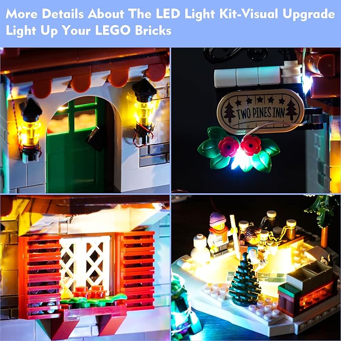 VONADO Colorful Light Kit for Lego Alpine Lodge Christmas Village 10325 Updated Creative LED Lighting Set Accessories Compatible with Lego 10325 Christmas Winter Village (Lights Only No Models)