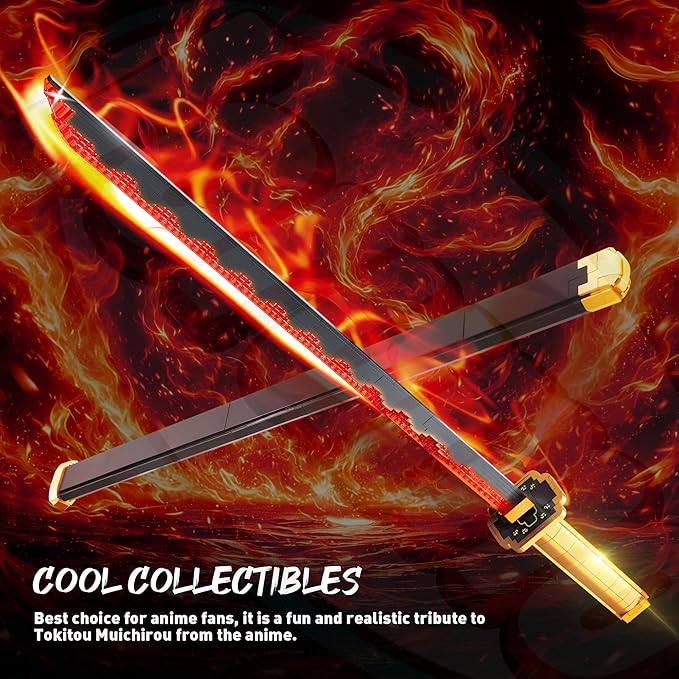 Jorumo Swords Building Sets for Boys 8-14 39in Tsugikuni Yoriichi Sword Building Block with Scabbard and Stand Anime Sword Building Toy Gift Katana 788 Pcs