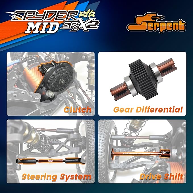 Serpent RTR 1/10 Off Road 2WD Buggy High Speed Long Life Optional High-Performance Off-Road RC Buggy RTR Battery and Charger Excluded (SRX-2 MM)