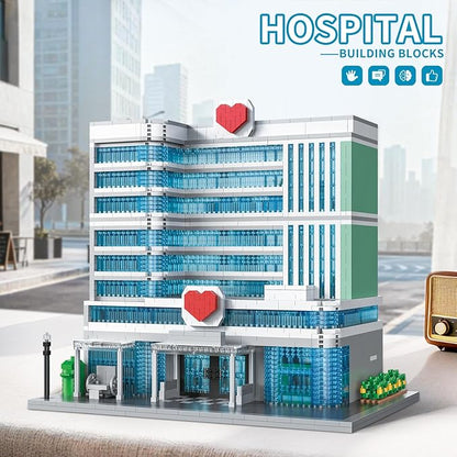 Hospital Building Blocks Set 1350 Pieces Modern City Architecture Model with Detailed Interior Micro Mini Bricks Construction Toy Medical Center Clinic Gift for Adults &amp Teens