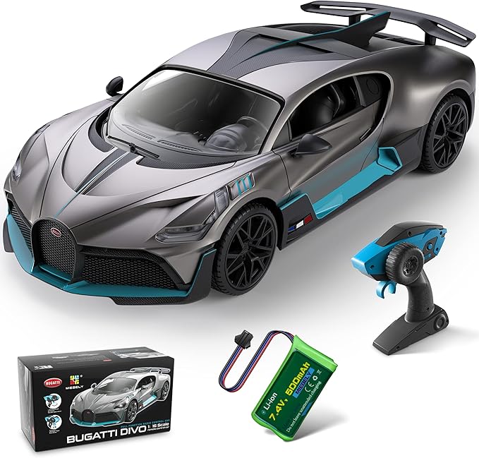 MIEBELY Remote Control Car Bugatti Divo 1/16 Scale Rc Cars 12Km/h 2.4Ghz Licensed Model Car 7.4V 500mAh Toy Car Headlight for Adults Boys Girls Age 6-12 Years Birthday Ideas Gift