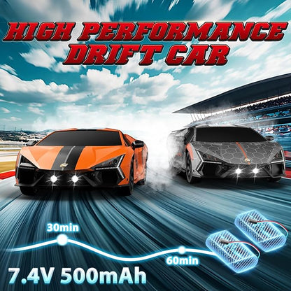 RC Drift Car 1:16 Remote Control Car 2.4Ghz High Speed RC Cars 4WD Racing Sport Toy Cars with LED Lights Spray Drifting Tires 2 Batteries for Kids Boys Girls Adults Birthday Christmas