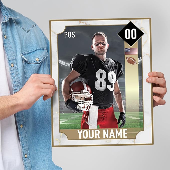 EGD Personalized Football Cards | Ultimate Team Decorations | Football Gifts for Boys | Multiple Sizes &amp Shapes
