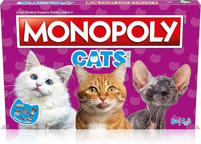 Cats Monopoly Board Game English Edition Play with Your Favourite felines with Bespoke Tokens and Trade Your Way to Success Fun Family Board Game for Ages 8 and up