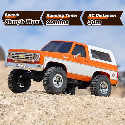 BEEZRC FMS 1/24 RC Crawler Officially Licensed Chevy K5 Blazer RC FCX24 RTR RC Pickup Truck SUV 4WD 2.4GHz 3CH Hobby RC Model 8km/h Mini Car Off-Road Remote Control Car (Orange)