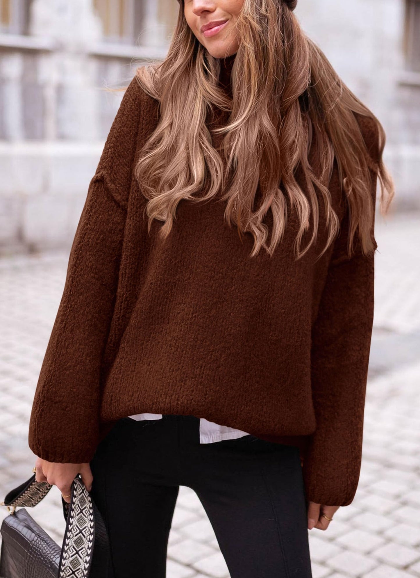 PRETTYGARDEN Oversized Sweaters for Women 2025 Chunky Turtleneck Sweater Fall Clothes Long Sleeve Tops Winter Clothing