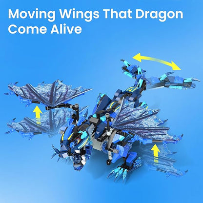 OASO Dragon Building Kit with Remote Control STEM Gifts for Boys Kids Ages 8-12 Coding Buildable Technic Toys for Birthday Buildable 3in1 Models with 590 Pieces