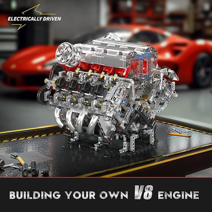 Mould King 10219 V8 Engine Model Kit - Build Your Own Supercar Model Engine STEM Engineering Building Blocks Sets with Motor 8-Cylinder Engine Building Kits for Teens Adults(2718 Pieces)
