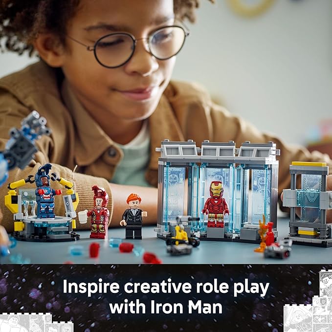 LEGO Marvel Iron Man’s Laboratory: Hall of Armor Building Toy - Marvel Superhero Toy for Kids Boys and Girls Ages 8+ - with Minifigures and a Mech - Gift Idea for Birthdays - 76315