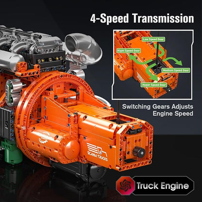Mould King 10200 Truck Engine Model Kit That Runs 3236 PCS STEM Toy Gift for Adults 14+ Teens Engineering Toys for Display Collection