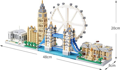 World Famous Architecture Micro Building Blocks Set 3430 PCS - London Skylines DIY Collectible Model for Lovers Adults or Teens Ages of 14+ in Living Room or Office Decorative Items