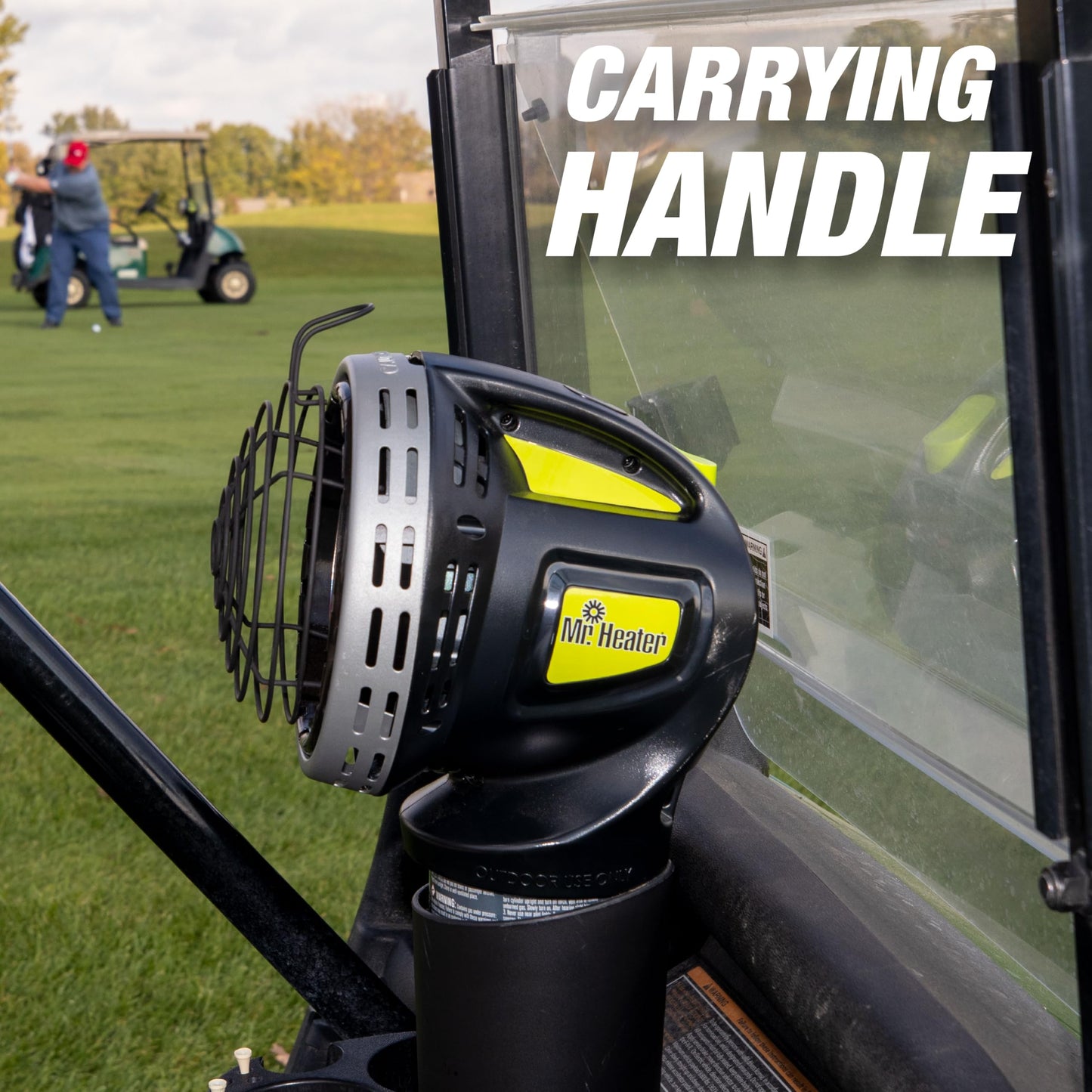 Mr. Heater F242010 MH4GC 4000 BTU Golf Cart Heater, Wind-Resistant With ODS And Tip-Over Safety Switch & Cup Holder Adapter - Silver and Black