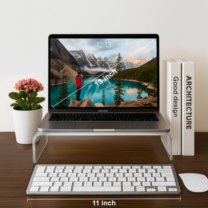 AMT Premium Acrylic Clear Monitor Riser Laptop/PC/Multimedia Monitor Stand for Home Office