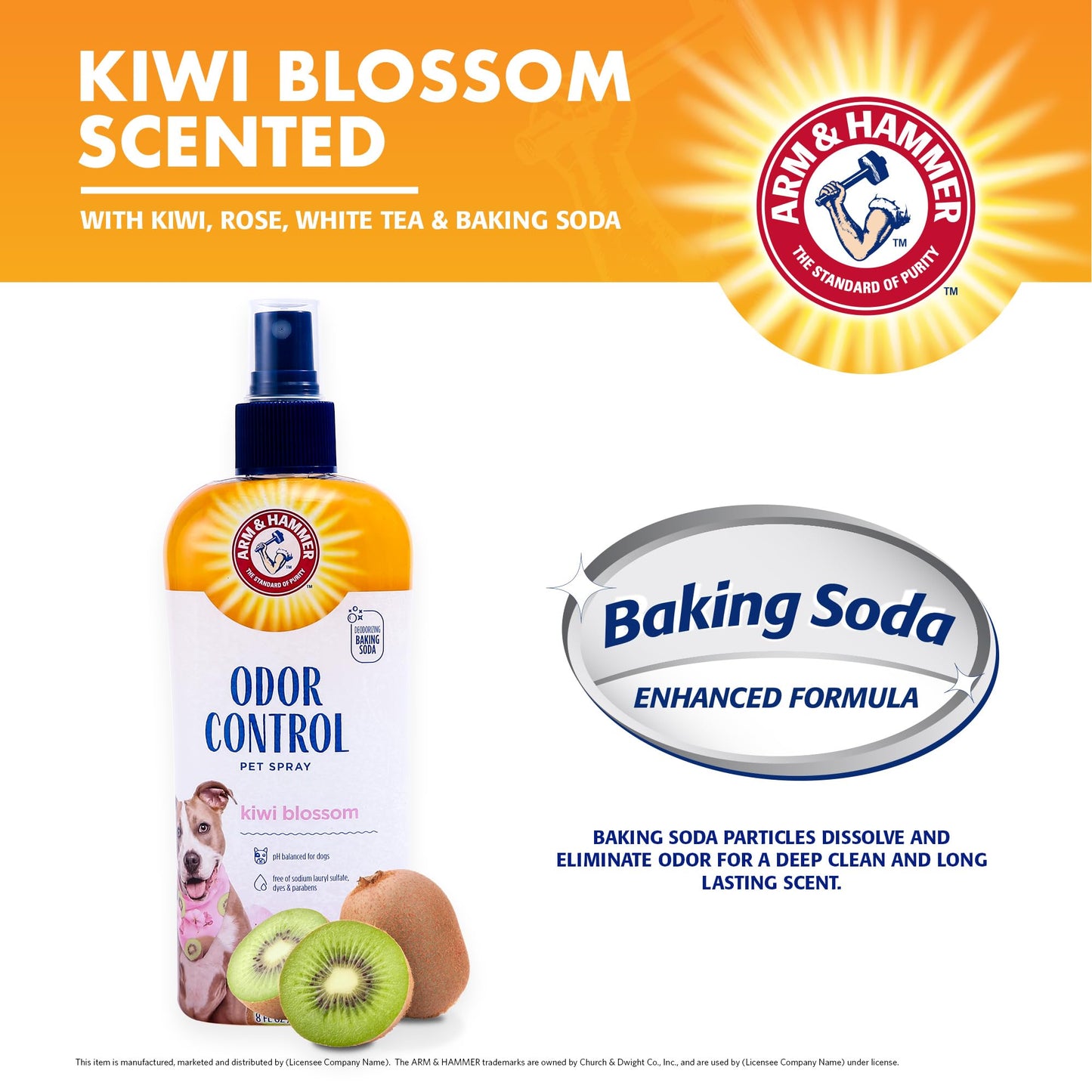 Arm & Hammer for Pets Super Deodorizing Spray for Dogs | Best Odor Eliminating Spray for All Dogs & Puppies | Fresh Kiwi Blossom Scent That Smells Great, 8 Ounces