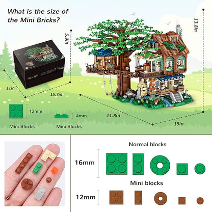 Idea Tree House Bricks Model Toys Set Forest House Building Blocks Street View Sets for Adults Ages 14+ Tree House Display 4761 PCS
