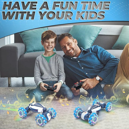 Gesture Sensing RC Stunt Car - Boys Toys Age 6-12 360° Rotating 4WD Hand Controlled Remote Control Twist Car with Light &amp Music Cool Birthday Presents and Ideas Gifts for Kids Age 7 9 10 11 12 y
