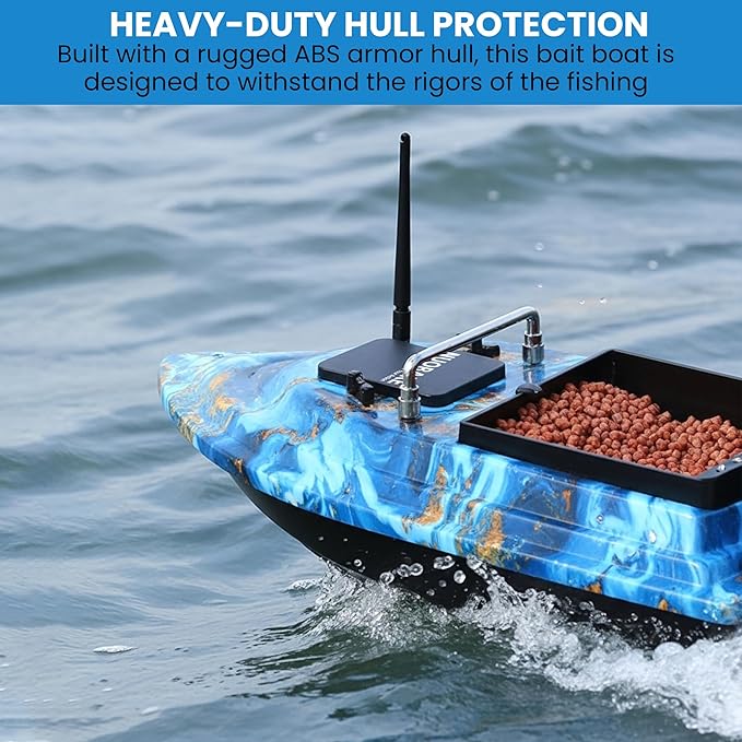 Bait BoatRC Bait Boat2.4G 546yd Remote Control with 4.4lbs Capacity Dual 5200mAh Batteries ABS Heavy-Duty Hull Brushless Motors &amp Night LED