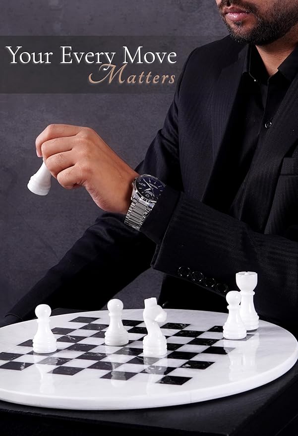 Marble Chess Set for Adults with Complementary Storage Box 15 White &amp Black Handmade Chess Board Game Luxury Board Games for Adults with Extra Queens