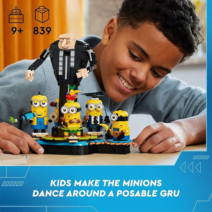 LEGO Despicable Me 4 Brick-Built Gru and Minions Figure Buildable Minions Toy for Kids Dancing Despicable Me Toy Figures Playset Play-and-Display Birthday Gift for Boys and Girls 75582