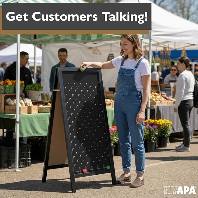 Ilyapa Extra Large Prize Drop Board Game - 28x57 Inch for Events Trade Show &amp Carnival Double Sided Wooden A-Frame Chalkboard Sign Eraser