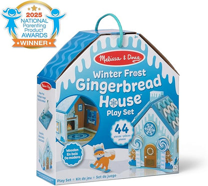 Melissa &amp Doug Winter Frost Wooden Gingerbread House Play Set for Boys and Girls 3+