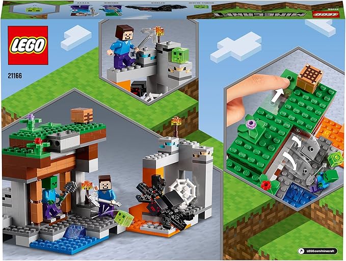 Lego Minecraft The Abandoned Mine Building Toy Zombie Cave with Slime Steve &amp Spider Figures Gift idea for Kids Boys and Girls Age 7 Plus 21166